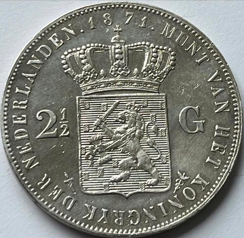 Mooie rijksdaalder 1871, Postzegels en Munten, Munten | Nederland, Losse munt, 2½ gulden, Koning Willem III, Zilver, Ophalen of Verzenden