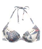 H&M ibiza stijl bikinitop met kralenborduursel wit blauw 80C, H&M, Wit, Nieuw, Ophalen of Verzenden