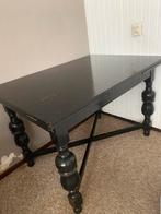 Houten Uittrek Eettafel Zwart, Gebruikt, 100 tot 150 cm, Vier personen, Rechthoekig