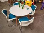 8x Drabert stoelen, Gerd Lange. Wit met blauw., Ophalen of Verzenden, Zo goed als nieuw, 6 tot 8 stoelen