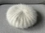Angora wol Franse baret muts wit / roomwit gebreid, Ophalen of Verzenden, Zo goed als nieuw, One size fits all