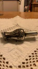 Vintage verzilverde flessenstop met schenktuit/reliefdeco, Antiek en Kunst, Ophalen of Verzenden, Zilver