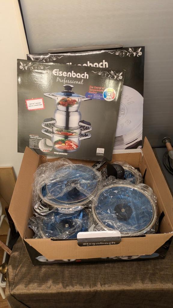 Eisenbach Professional pannenset – compleet en ongebruikt, Huis en Inrichting, Keuken | Potten en Pannen, Nieuw, Pannenset, Rvs