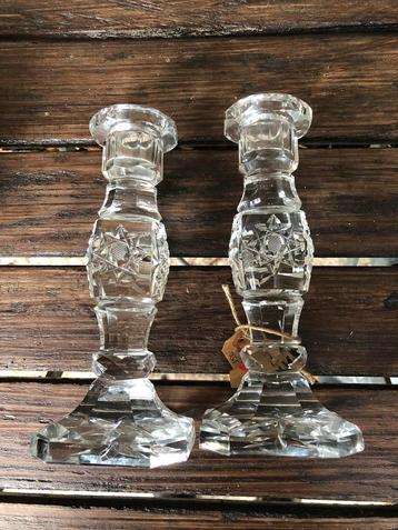 Antieke/vintage glazen kandelaars beschikbaar voor biedingen