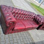 Chesterfield 3+2 bankstel ossenbloed rood + GRATIS BEZORGD, Chesterfield, Rechte bank, Leer, Ophalen of Verzenden