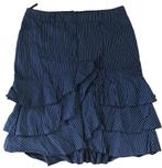 SENSA DONNA prachtige rok ruches krijtstreep blauw wit, Scarva, Maat 42/44 (L), Zo goed als nieuw, Knielengte
