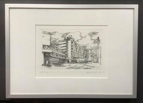 Bab Siljee, Van Nelle Fabriek, Rotterdam, ets, monument., Antiek en Kunst, Kunst | Etsen en Gravures, Ophalen of Verzenden