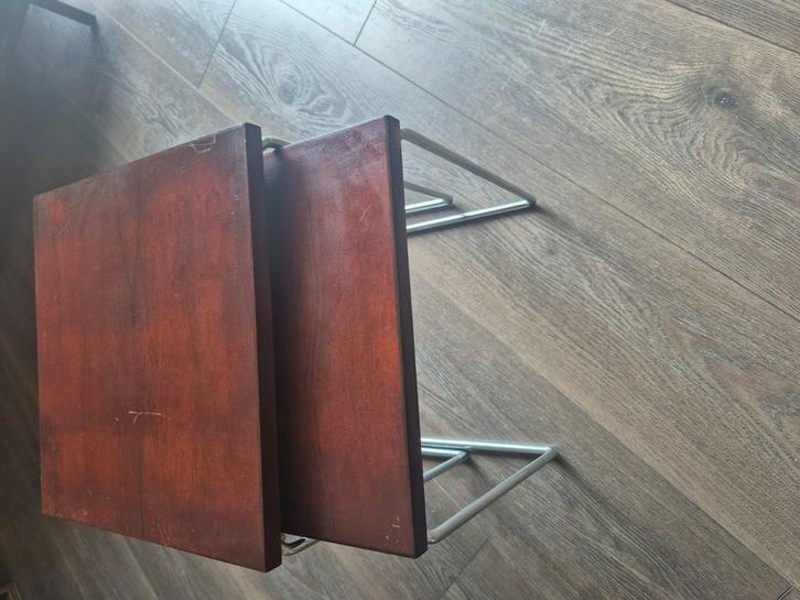 Vintage design bijzettafels palissander, Huis en Inrichting, Tafels | Bijzettafels, Gebruikt, Minder dan 55 cm, Hout, Ophalen of Verzenden