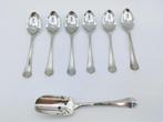 6 Zilveren theelepels, en een suikerlepel, Greggio, Tencaro