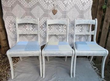 Antieke Brocante design stoelen van Annie Sloan (set van 3)