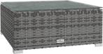 317513P3 Polyratan salontafel grijs 60x60x30 cm glasplaten, Ophalen, Gebruikt, ., Vierkant