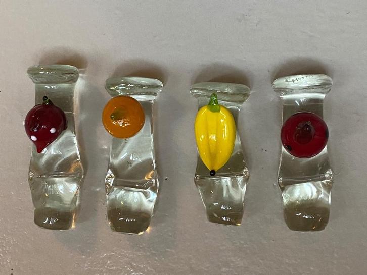 4 vintage Muranostijl handgemaakte messenleggers met fruit, Huis en Inrichting, Woonaccessoires | Overige, Zo goed als nieuw, Ophalen of Verzenden