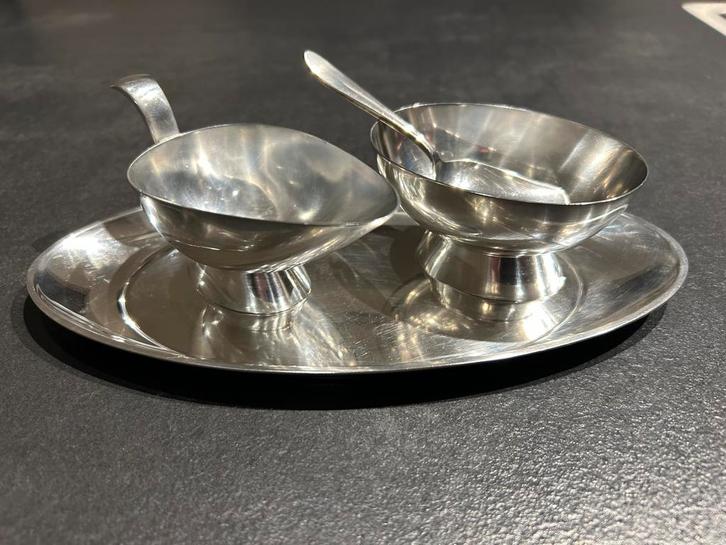 Verzilverd roomstel, servetring | Gero, Antiek en Kunst, Antiek | Goud en Zilver, Zilver, Ophalen of Verzenden