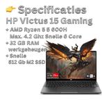 Gaming ZGAN HP Victus+32 Gb+RTX3050 Ti Video+32 GB+Garantie, Met videokaart, HP Gaming, Zo goed als nieuw, AMD Ryzen 5 5600H (6 cores, 12 threads)