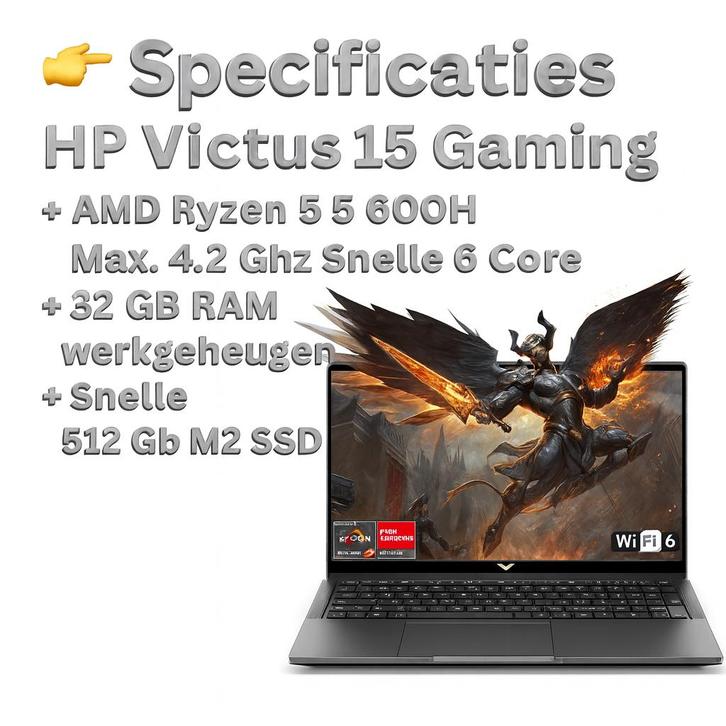 Gaming ZGAN HP Victus+32 Gb+RTX3050 Ti Video+32 GB+Garantie, Computers en Software, Windows Laptops, Zo goed als nieuw, 15 inch
