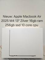 Nieuw: Apple Macbook Air 2025 M4 13" Zilver 16gb 256gb SSD, Computers en Software, Apple Macbooks, 256 GB, 13 inch, Nieuw, MacBook Air