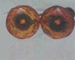 Antieke Zilveren Oorbellen met Oranje Barnsteen, Gebruikt, Oranje, Ophalen of Verzenden, Met edelsteen