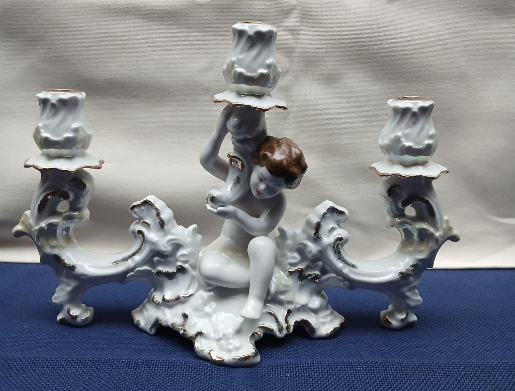 Porseleinen kandelaar, Ophalen of Verzenden, Overige materialen