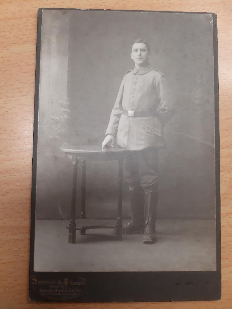 Foto Duitse soldaat in velduniform (WW1), Ophalen of Verzenden, Landmacht, Duitsland, Foto of Poster