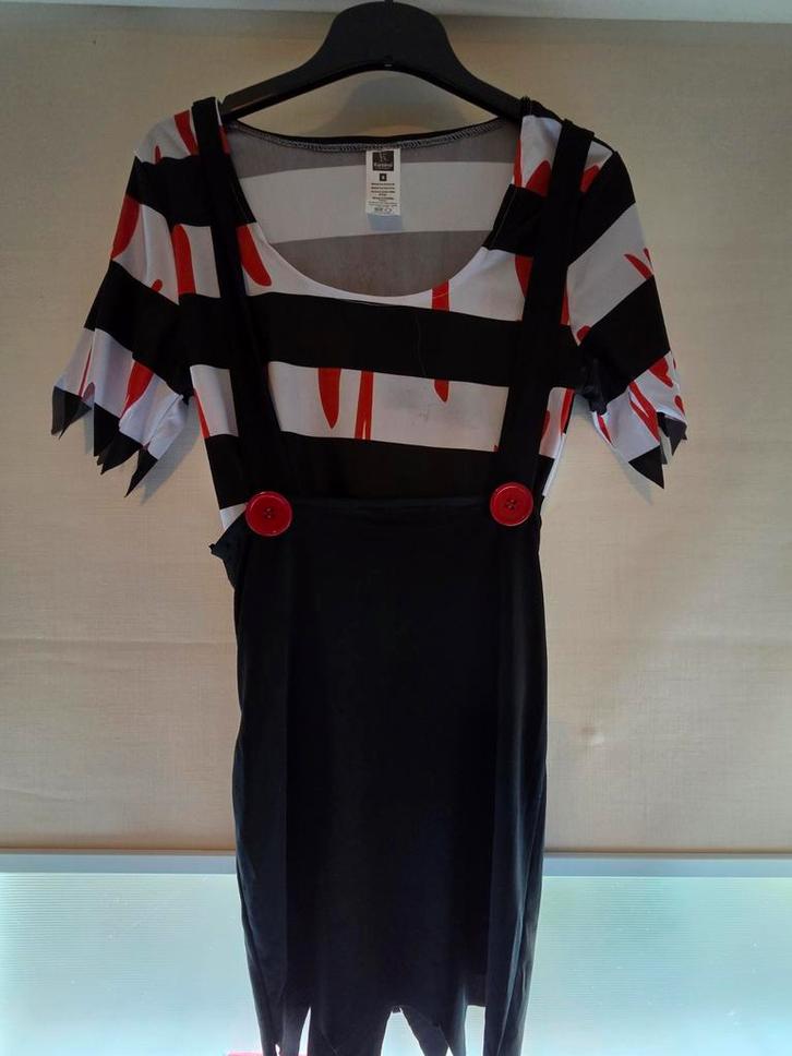 Horror Mime Kostuum Carnaval - Maat S, Kleding | Dames, Carnavalskleding en Feestkleding, Zo goed als nieuw, Kleding, Carnaval