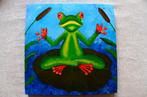 Schilderij Meditation Time / Yoga Kikker 50x50 cm., Ophalen, Nieuw, Schilderij, 50 tot 75 cm