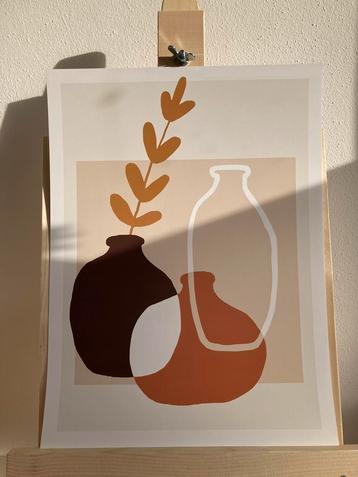 Poster moderne afbeelding met gestileerde vazen beschikbaar voor biedingen
