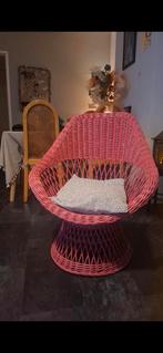 Mooie Roze Rieten Zitstoel vintage, Ophalen, Overige kleuren, Eén