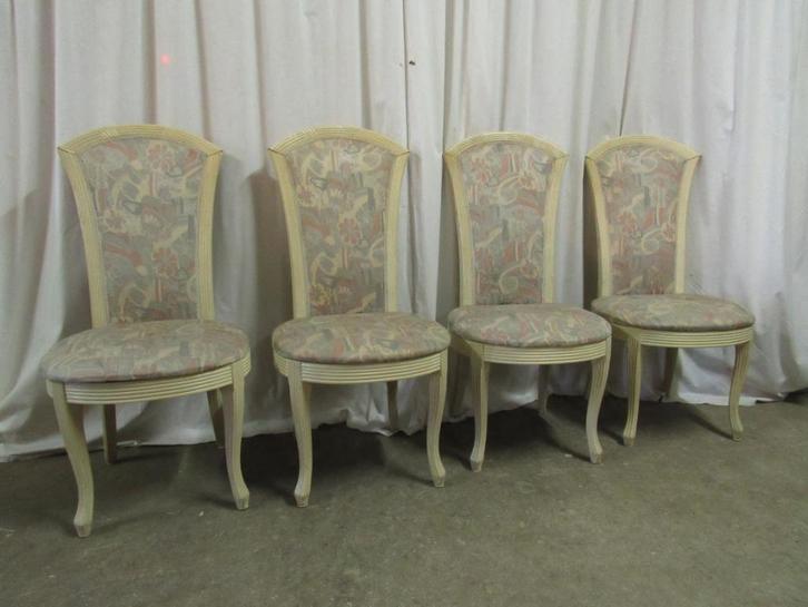 Stoelen set met bloemen patroon, Huis en Inrichting, Stoelen, Gebruikt, Vier, Hout, Stof, Overige kleuren, Ophalen