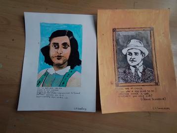 2 pentekeningen 1 van Anne Frank 1 van Oskar Schindler beschikbaar voor biedingen