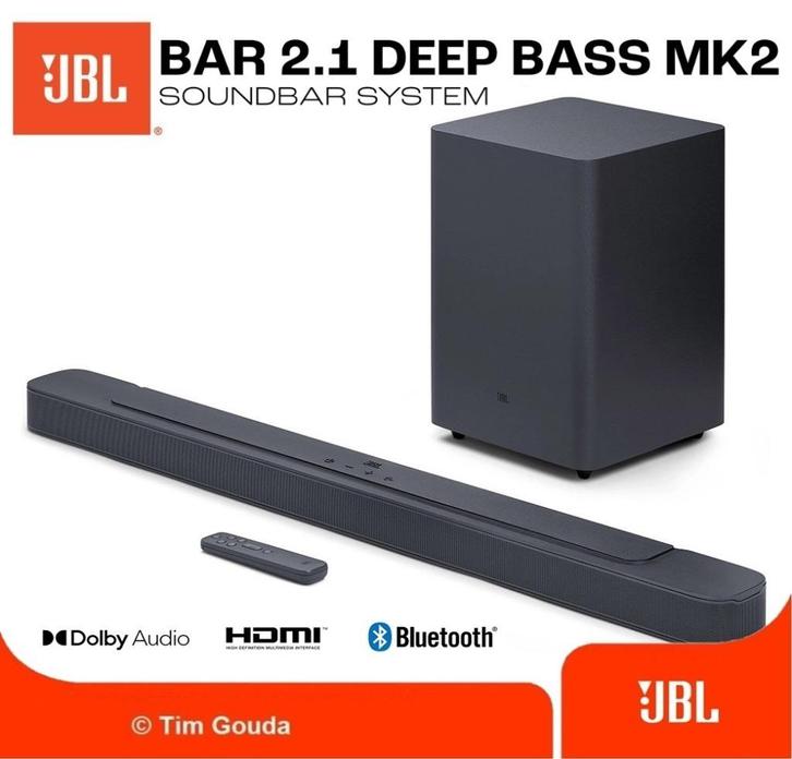 ✅ JBL Bar 2.1 Deep Bass (MK2) - NIEUW, Audio, Tv en Foto, Soundbars, Nieuw, Bluetooth, Met externe subwoofer, Ophalen of Verzenden