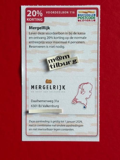 Voordeelbon 116 MergelRijk 20% korting voor maximaal 4 pers., Tickets en Kaartjes, Kortingen en Cadeaubonnen, Drie personen of meer