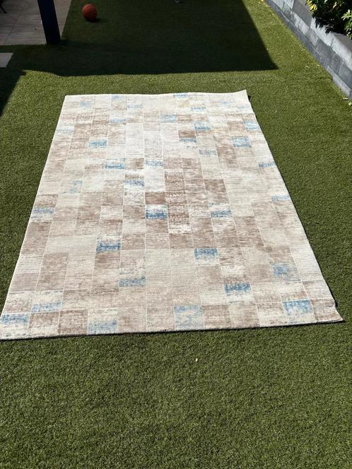 Modern Rechthoekig Tapijt - Beige, Bruin, Blauw (260x125cm), Huis en Inrichting, Stoffering | Tapijten en Kleden, Zo goed als nieuw