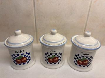 Voorraad Potjes Coffee-Tea-Sugar beschikbaar voor biedingen