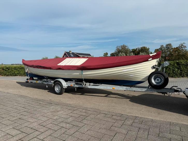Kromhout Whaler sloep “Curved Wood” beschikbaar, Watersport en Boten, Roeiboten, Gebruikt, Hout, Met roeispanen of peddels, Met aanhanger of trailer