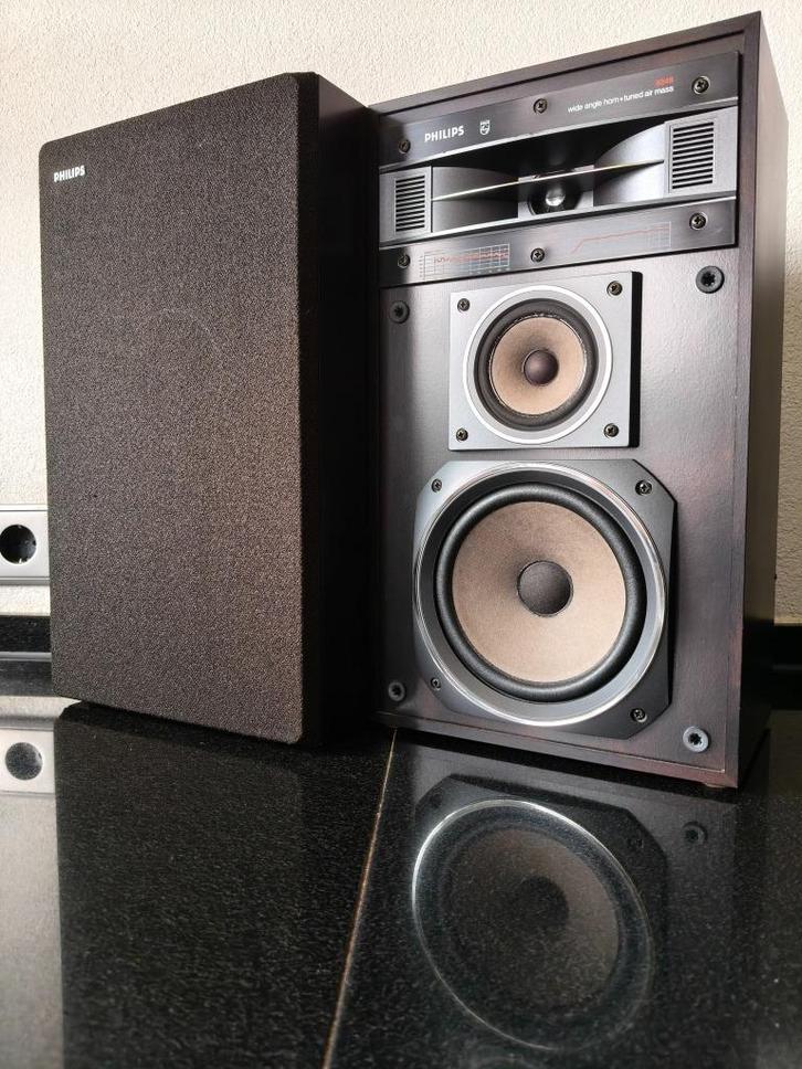 Philips F9246/00P luidsprekers [ 40 JAAR MAAR ALS NIEUW! ], Audio, Tv en Foto, Luidsprekers, Refurbished, Front, Rear of Stereo speakers