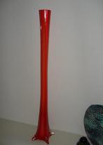 Oranje glazen design vaas. 60cm hoog., 50 tot 75 cm, Oranje, Ophalen of Verzenden, Glas