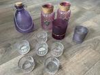 Kaarsenstandaard & Paarse Vaasjes Set, Overige materialen, Gebruikt, Overige kleuren, Ophalen of Verzenden