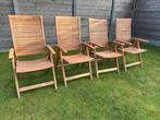 4 inklapbare houten tuinstoelen, Ophalen, Gebruikt, Hout, Inklapbaar