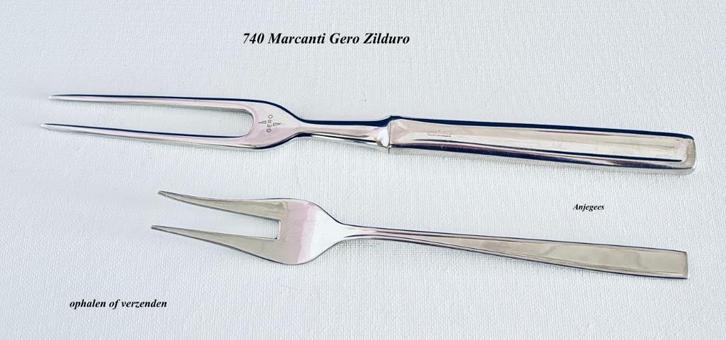 740 Marcanti Gero Zilduro 1 Vleesvork + 1 Broodvork rvs, Antiek en Kunst, Antiek | Bestek, Ophalen