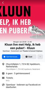 2 tickets Help ik heb een puber, Apeldoorn, Twee personen
