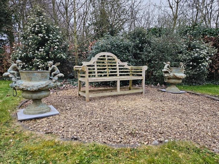 2 GROTE BRONZEN TUINVAZEN MOOIE PATINA OPRUIMPRIJS 2700 !!!, Tuin en Terras, Tuinvazen, Zo goed als nieuw, Ophalen of Verzenden