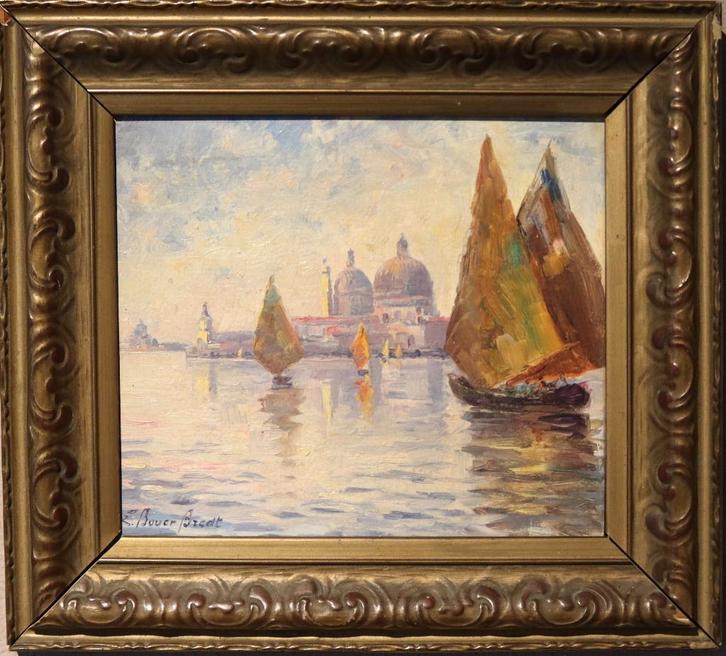 Zicht op Venetië in olieverf, Antiek en Kunst, Kunst | Schilderijen | Klassiek, Ophalen of Verzenden