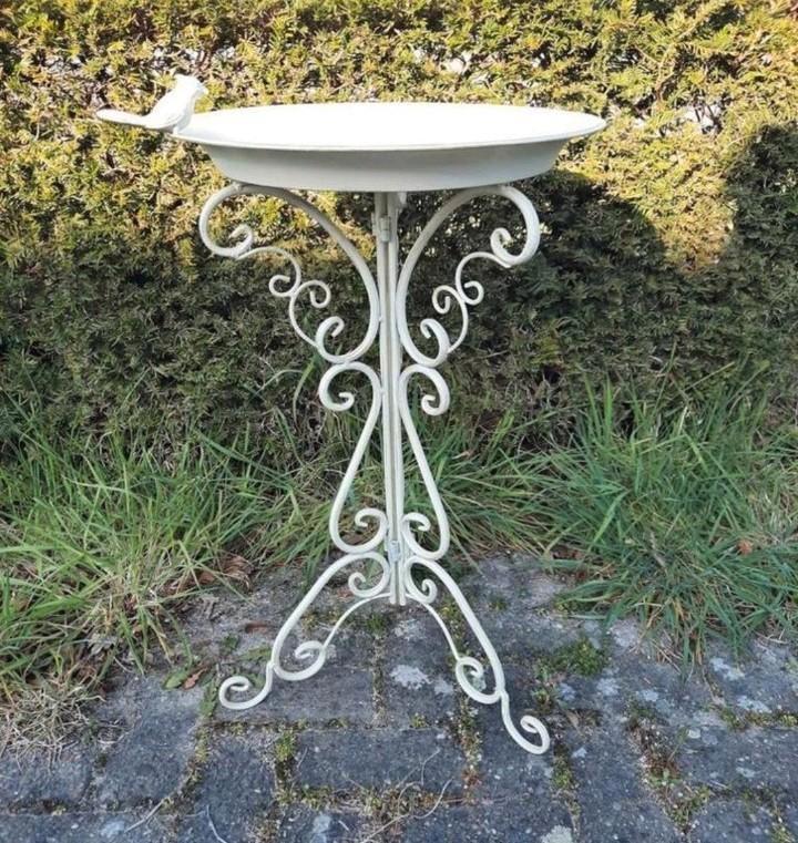 Staand Vogelbad Vogel Voederschaal Smeedijzer Wit Nieuw, Tuin en Terras, Vogelhuisjes en Vogelbaden, Nieuw, Ophalen of Verzenden