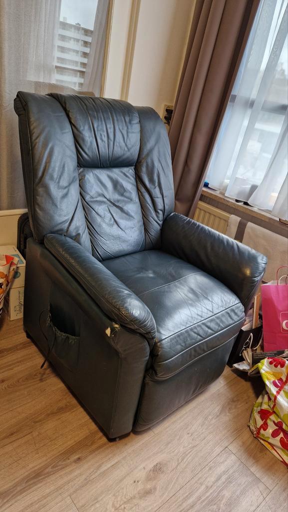 Elektrische Sta-op Stoel - Groen Kunstleer, Huis en Inrichting, Fauteuils, Gebruikt, Overige materialen, 50 tot 75 cm, 75 tot 100 cm