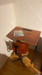 Retro vintage school set bureau en stoeltje, Ophalen, Gebruikt, Tafel(s) en Stoel(en)