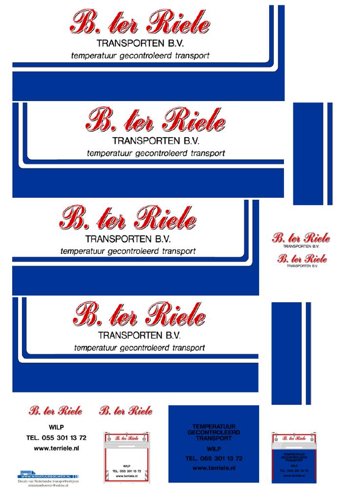 Vrachtauto decal 1:50 B ter Riele ( combi ), Verzenden, Nieuw, Bus of Vrachtwagen, Overige merken