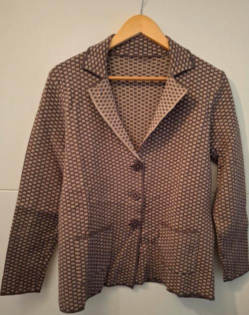 Superleuke geruite blazer in taupe Bluoltre maat L/XL 40/42, Kleding | Dames, Jasjes, Kostuums en Pakken, Zo goed als nieuw, Jasje