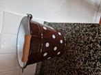 GROTE BRUIN EMAILLE EMMER 🤎 POLKADOT STIPPEN, Antiek en Kunst, Antiek | Emaille, Ophalen of Verzenden