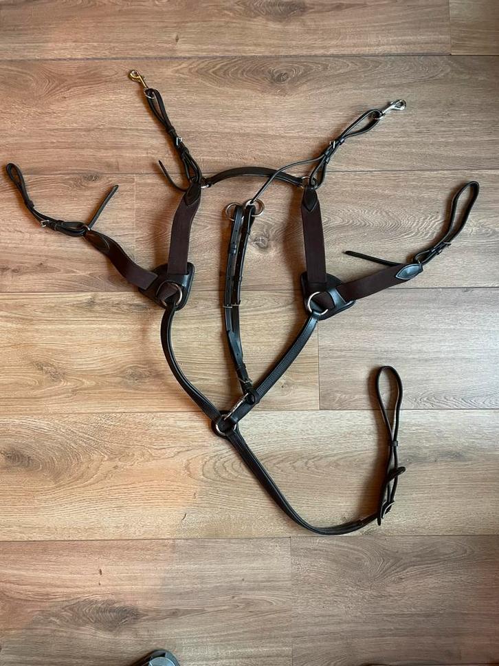 Premiere borsttuig 5-punts bruin leer Full, Dieren en Toebehoren, Paarden en Pony's | Hoofdstellen en Tuigage, Zo goed als nieuw