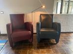 2 Lederen fauteuils, Ophalen of Verzenden, Zo goed als nieuw, Leer, 75 tot 100 cm